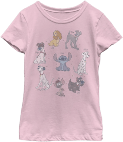 Girl's Disney Friends Chart  T-Shirt - Light Pink - X Large