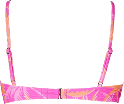 Women's Tropical Paradise Vibrant Pink Floral Printed Underwire Bikini Tops - Cupshe-L-Pink