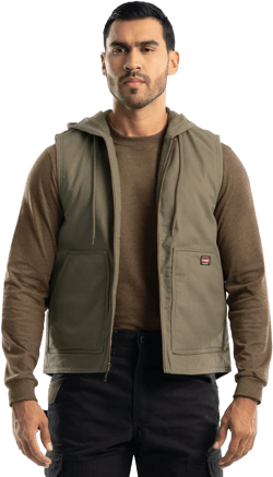 Wrangler Workwear Men's Durable Quilted Lined Hooded Duck Work Vest, Size S-5XL