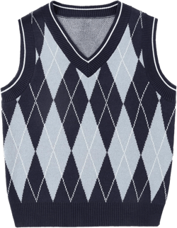Boys Argyle Sweater Vest V-Neck Uniform Sleeveless Vest Kids Over Size Casual Knit Sweaters for Children 5-14Y Navy Blue 13-14 Years