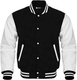 obiko trading Mens Fashion Varsity Jacket letterman baseball jacket with long sleeve banded collar Causal Slim Bomber Jackets Small Black White