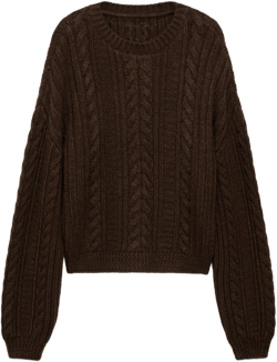 Round-neck braided sweater