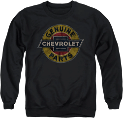 Chevrolet Genuine Chevy Parts Distressed Sign Adult Crewneck Sweatshirt, Black, X-Large