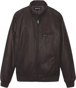 Members Only Men's Vegan Leather Iconic Racer Jacket - Small, Dark Brown