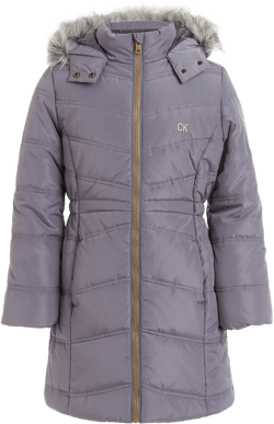 Calvin Klein Toddler Girls Aerial Hooded Jacket (3T, Dark Grey)