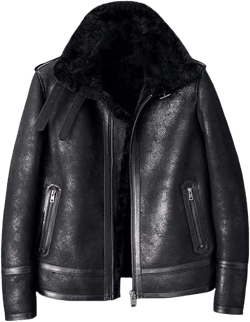 Denny&Dora New Mens B3 Shearling Jacket Black Leather Jacket Mens Winter Coats Natural Sheepskin Coat Fur Coat
