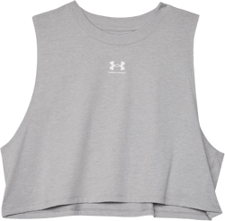 Under Armour Women's Cropped Logo Tank Top, (012) Mod Gray Light Heather / / White, X-Large