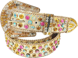 Women's Rhinestone Western Belts Diamond Crystal Embellished Belts Cowgirl Denim Men's Jeans Belts,Gold,115CM/45.3''