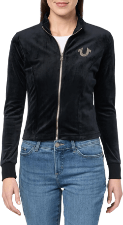 True Religion TR Velour Tracksuit Jacket for Women Large Jet Black
