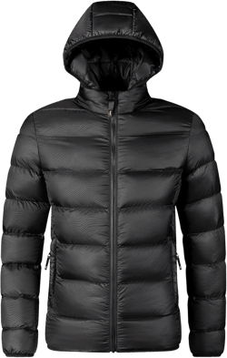 JEKE-DG Men's Comfort Windproof Insulated Puffer Jacket Full Zip Hooded Lightweight Down Coat Casual Basic Bubble Coat Black 4X-Large