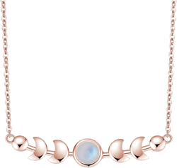 Genuine Moonstone Necklace Sterling Silver Moon Phase Necklace Triple Goddess Moonstone Pendant Minimalist Necklace for Women rose gold