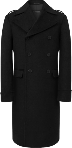 Mens Black Overcoat Wool & Cashmere Great Coat Long Double Breasted Heavy Warm Winter