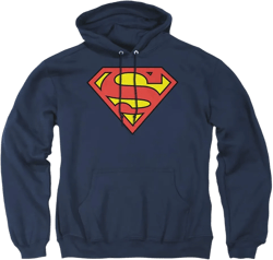 Popfunk Classic Superman Classic Logo Pull-Over Hoodie Sweatshirt Medium Navy