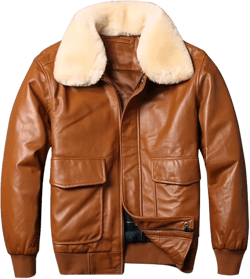 Men’s A2 Aviator Brown Genuine Sheepskin Faux Fur Collar Pilot Leather Jacket X-Large Tan Brown