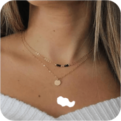 Bohemian Layered Coin Pendant Necklace Chain Tiny Disc Necklace Choker Black Bead Chain Necklace Gold Coin Chain Necklace Jewelry for Women