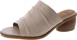 Sofft Chrissie - Heels for Women - Supple Ruched Leather Upper - Round Open Toe - Rounded Stacked Heel