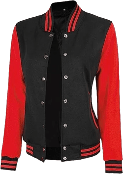 Bomber Varsity Jacket Women - Classic Letterman Jacket Woman in both Standard and Cropped Women Jacket Style XX-Large Womens Black and Red Varsity Jacket