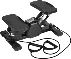 iMountek "Mini Stepper with Resistance Bands & Digital Timer, Max 330.7LBS Load, Quiet Home Workout" BlackGrey