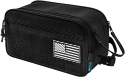 Pavilia Tactical Toiletry Bag for Men, Hygiene Travel Bag, Military Dopp Kit, Water Resistant Molle Pouch, Shaving Grooming Organizer Case (Black)