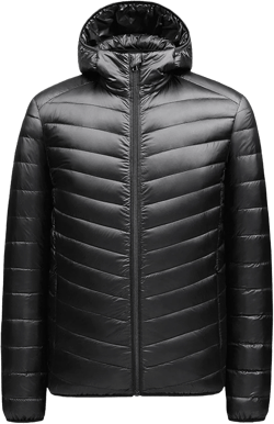 JEKE-DG Men's Water-Resistant Full Zip Puffer Jacket Hooded Soft Winter Down Coat Ski Comfort Windproof Bubble Coat Black X-Large