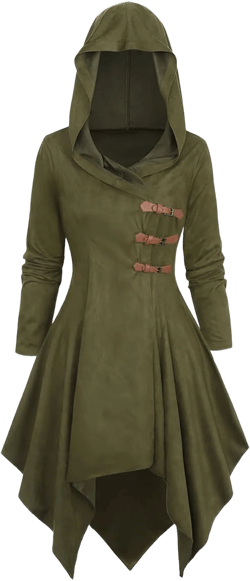 ROSE GAL Rosegal Womens Plus Size Gothic Costume Top Costume PU Buckle Closure Hooded Handkerchief Hem Suede Longline Top