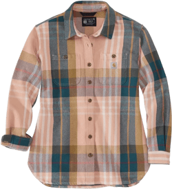 Carhartt Women's Loose Fit Heavyweight Twill Long-Sleeve Plaid Shirt at Amazon Women’s Clothing store