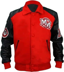 MJ Mickey the Mouse Jacket, Wool & Leather Red And Black Varsity Jacket 3X-Large Red and Black