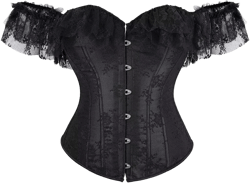 Corset Tops for Women with Sleeves Off The Shoulder Bustier Tank Overlay Lace Floral Bridal Wedding Large Black