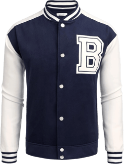 COOFANDY Men's Varsity Jacket Wool Blend Letterman Bomber Jacket Baseball Lightweight Jacket X-Large Navy Blue