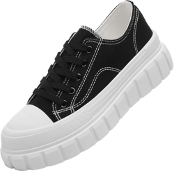HYPOCRUTE Platform Sneakers for Women Low Top Canvas Shoes Womens Lace Up Platform Shoes Casual Walking Shoes for Women