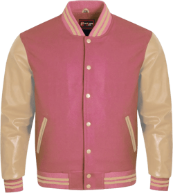 Men's Varsity Letterman Bomber Jacket Wool Body Cream Genuine Leather Sleeves 18 Colors Classic Style