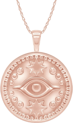 AFFY Evil Eye Coin Pendant Necklace in 14k Gold Over Sterling Silver jewelry For Women With 18" Rope Chain rose-gold-plated-silver