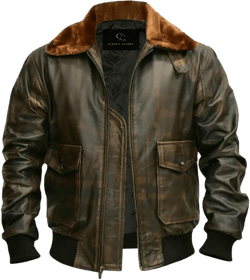 Mens G-1 Fur Collar Flight Leather Jacket – A2 Aviator Leather Jacket –Distressed Brown Bomber Leather Jacket