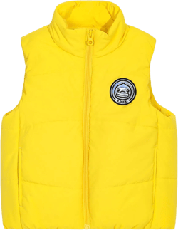 B.Duck Little Kids Boys Girls Puffer Vest Zip Up Sleeveless Yellow Warm Jacket Outwear with Pockets Full Zip Winter Lightweight Down Quilted Gilet Coats for Unisex Kids Size 5-6 Years