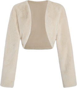 Verdusa Women's Open Front Long Sleeve Faux Fur Fuzzy Crop Jacket Outerwear Cardigan Large White
