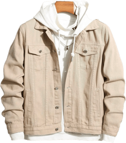 Men's Long Sleeve Shirt Jacket Men Pocket Denim Jacket Without Hoodie