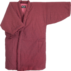 Long Hanten (Cotton Jacket Made in Japan Kimono-style) Japanese Clothes Size Womens Medium Hail of Red and White Color (Base Red)
