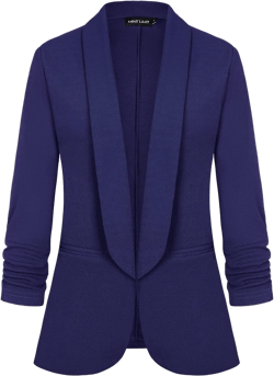 MINTLIMIT Womens 3/4 Sleeve Lightweight Office Work Suit Stretchy Jacket Draped Lapel Blazer with Pockets (Navy, Size XL)