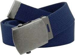 Build A Belt Women's Classic Antique Silver 1.25" Wide Slider Buckle with Canvas Web Belt XXXL 36W-46W Navy Blue