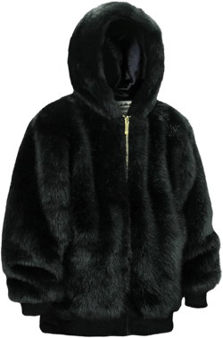 Urban Fur Fitter Hooded Men's Faux Fur Reversible Jacket 9FJ02 Mink Large Black