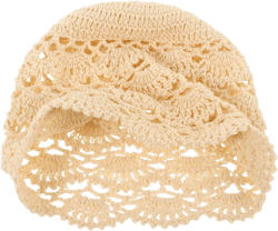 Amosfun Crochet Beanie Hat Vintage Style Knitted Floral Yarn Cap for Women Girls Everyday Wear, Hat Circumference 44cm/17.3Inch
