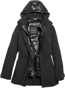 Cole Haan Women's Jacket Transitional Two-in-one Coat Black Medium