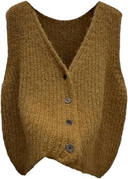 Women's Knitted Sweater Vest Solid Color Cardigan V Neck Buttons Sleeveless Outwear Tops Medium Dark Brown