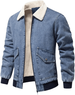 Men's Collar Lambhair Patchwork Denim Jacket Solid Color Casual Loose Thick Warm Denim Jacket XX-Large Dark Blue