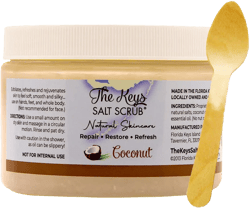 The Keys Salt Scrub - Coconut Sea Salt Scrub - Exfoliating Body Scrub Skin Care with Wooden Spoon for Men & Women - Natural Moisturizing Exfoliator for Face, Hands, Foot, Bath, & Bikini Area (12 oz.) Coconut 12 Fl Oz (Pack of 1)