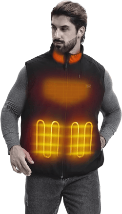 Men's Heated Vests with battery pack 7.4V included, electric heated golf vest heating men for Travel Hiking Running X-Large Black