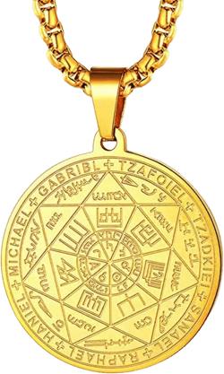 Stainless Steel Seven Archangels Necklace for Men Seal of The 7 Archangels Pendant Protect Necklace Spiritual Talisman Protection Amulet Jewelry Gold