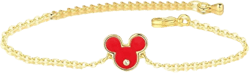 Deelan Fashion Lucky Mickey Crystal Charm Bracelets For Women Red Line Link Bracelet For 18k Gold Plated Jewelry Gift DLB182-KA