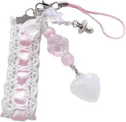 Cute 1pc Women's Acrylic Bow Knot Keychain Pendant, Pink Ribbon Cat Claw & Heart Shaped Keychain Pendant, Phone Case Chain Mobile Phone Decoration Pendant