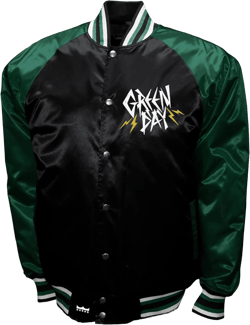 2Bhip Green Day Bolts Logo Adult Black/Green Lightweight Bomber Varsity Jacket Coat Jackets For Men Fall Coat XX-Large Black